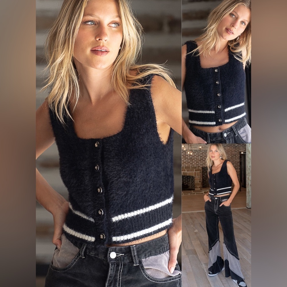 3-Pack Sleeveless Crop Sweater / Black